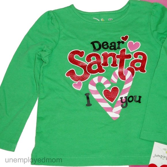 2T Christmas Tee Fleece Pants Girls Holiday Outfit - Picture 3 of 12